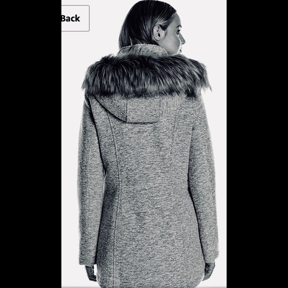 Nautica Novelty Wool Faux Fur Trim Hood Black/grey - Picture 4 of 8